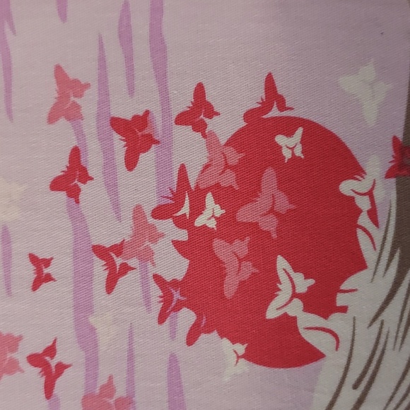 Vintage Retro Style Pink Multicolor Japanese Landscape Print A-Line Skirt Size L - Picture 7 of 9